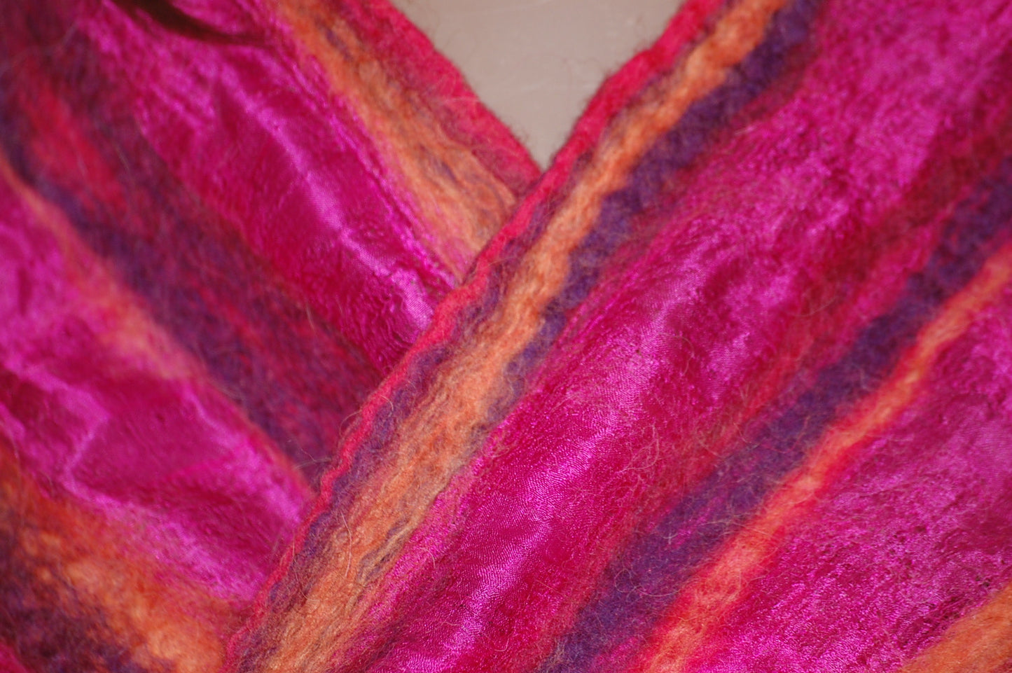 Large Felt Silk Scarf - Fuchsia